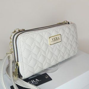 VERA New York Leana Quilted Crossbody Wallet - Beige - NWT